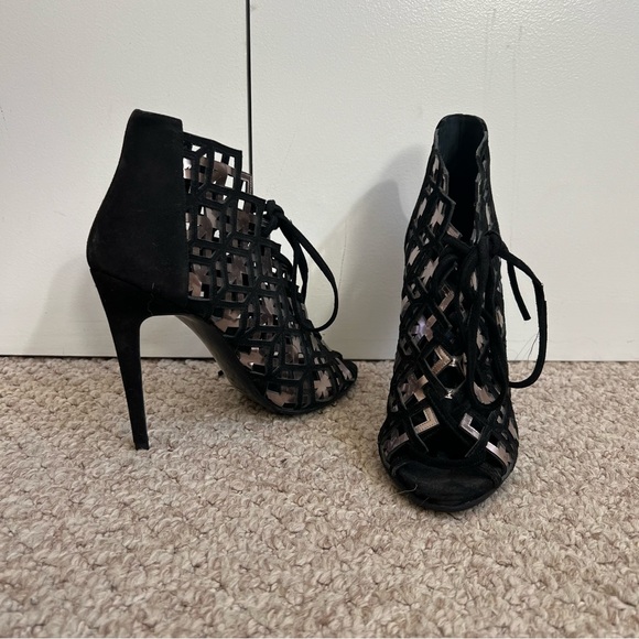 $549 Pierre Hardy Black Pink Metallic Suede Woven Cage Stiletto Heel Sz 8/38 - Picture 1 of 11